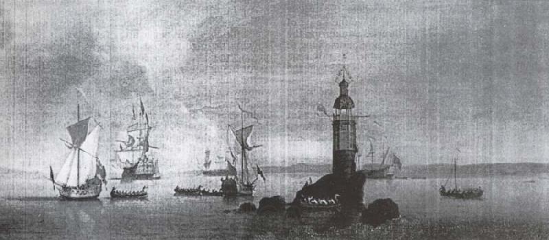 Monamy, Peter This is Manamy-s Picture of the opening of the first Eddystone Lighthouse in 1698
